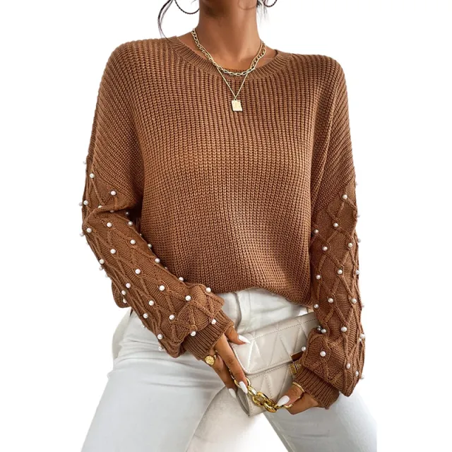 Winter New Pure Color Warm Keeping Knitted Pullover For Women Brown - Shop at LoveMi