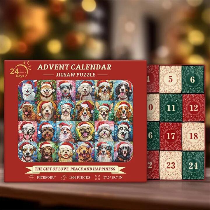 Merry christmas advent calendar puzzle (dog puzzle)