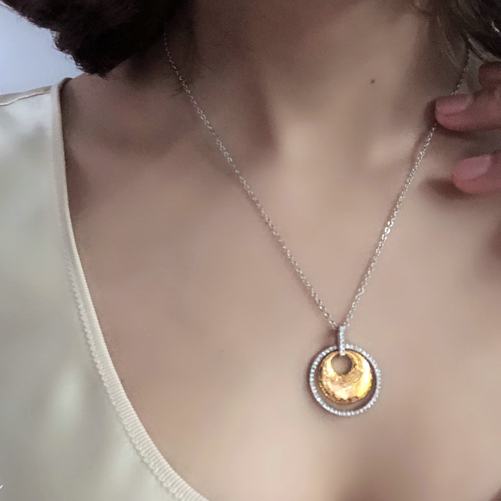 Ornament Two-color Electroplating Creative Micro-inlaid Necklace