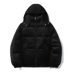 Women's Fashionable New Corduroy Cotton-padded Jacket - Black - View 1