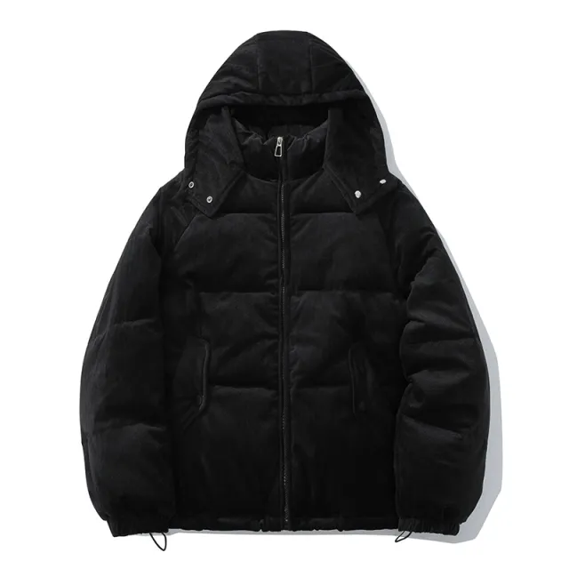 Women's Fashionable New Corduroy Cotton padded Jacket Black - Shop at LoveMi