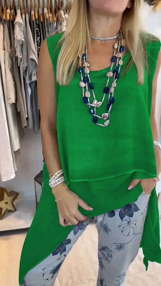 Casual Fashion Tank Top Long Two Piece Set Green Suit - Shop at LoveMi