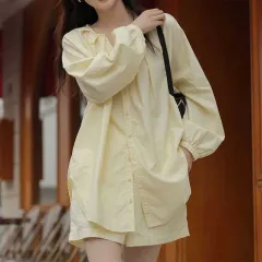Sun Protection Shirt Shorts Women's Clothing - Yellow - View 1