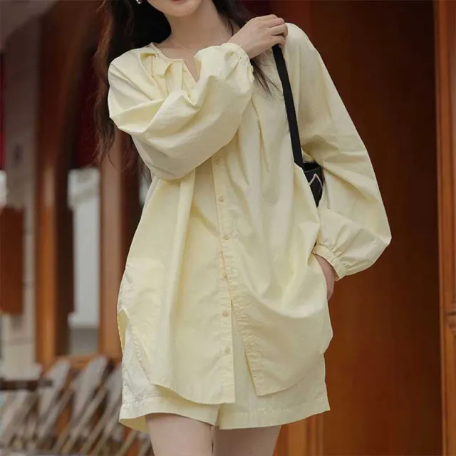 Sun Protection Shirt Shorts Women's Clothing Yellow - Shop at LoveMi