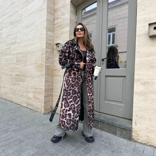 Women's Elegant Casual Loose Leopard Print Patchwork Leather Jacket Leopard Print - Shop at LoveMi