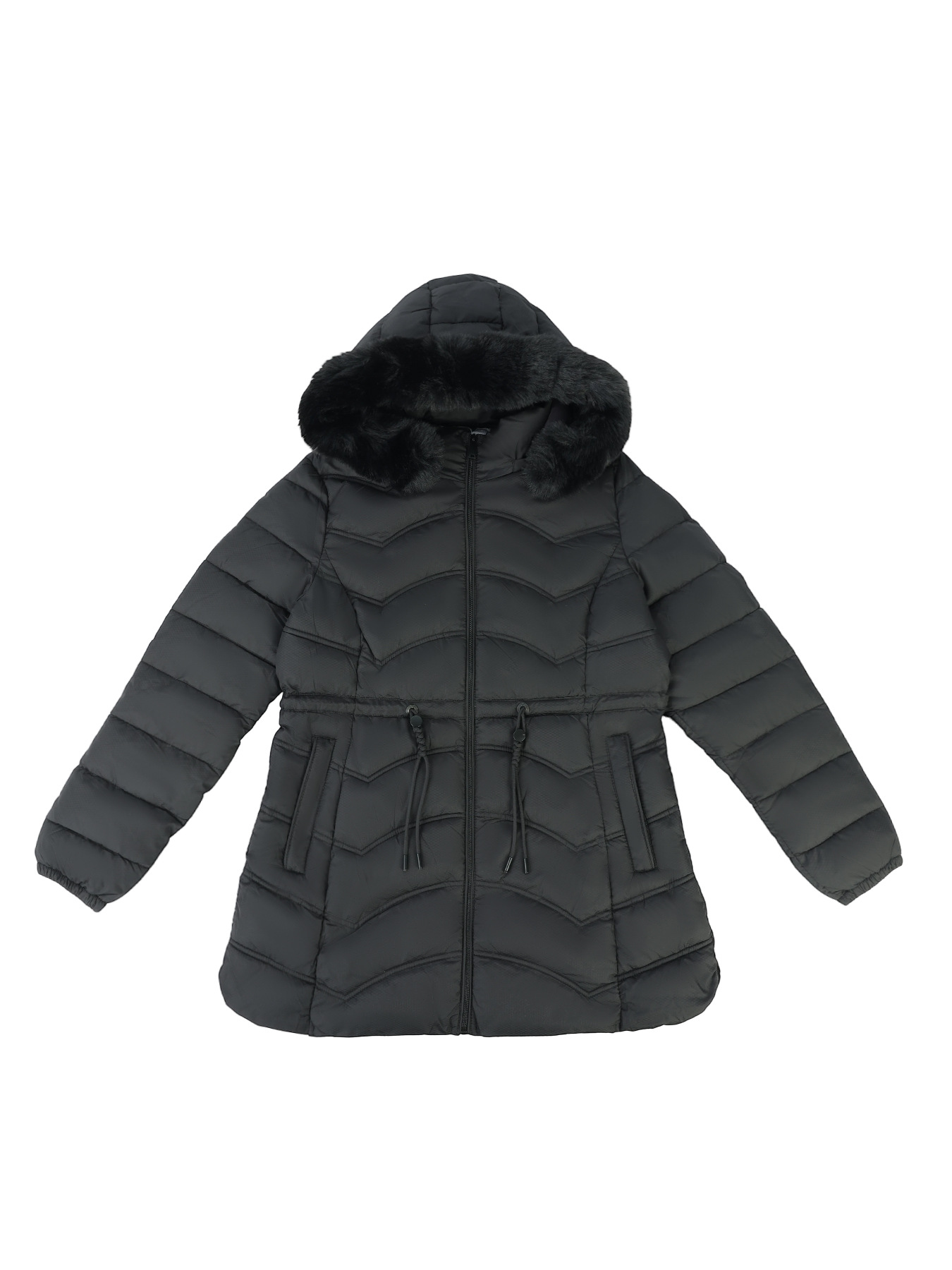 Women's Coat With Detachable Fur-trimmed Hood And A Cinched Waist For A Slimming Fit - Image 5