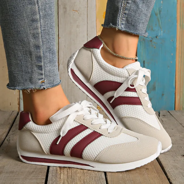 Breathable Mesh Surface Cortez Retro Cross border Lightweight Sneaker Wine - Shop at LoveMi