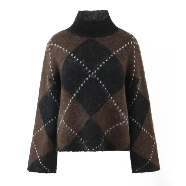 Turtleneck Pullover Loose Knit Sweater Skirt Suit Top S - Shop at LoveMi