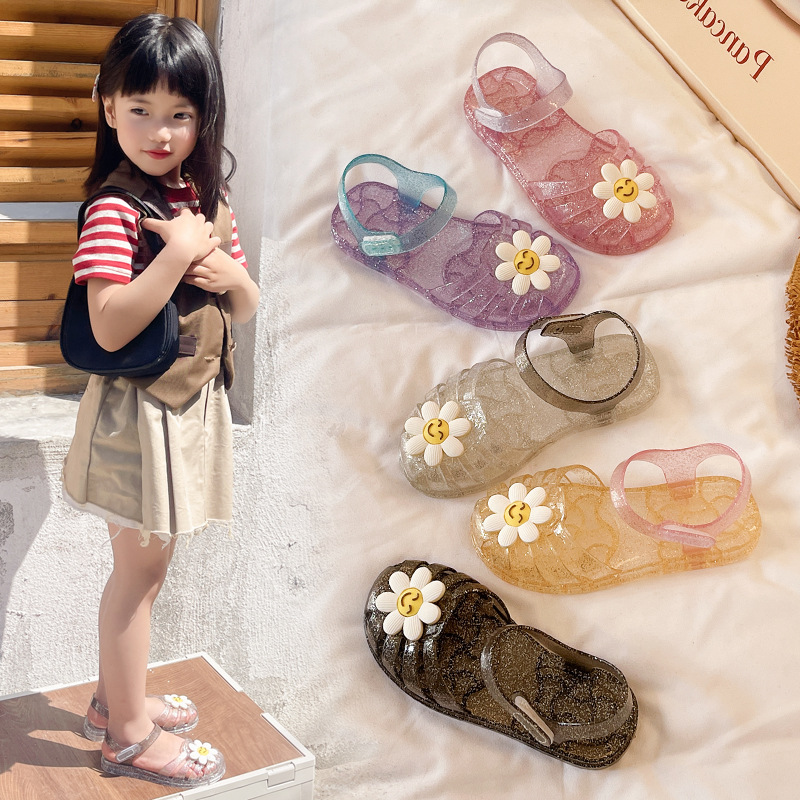 Cute Outdoor Flower-knit Jelly Sandals