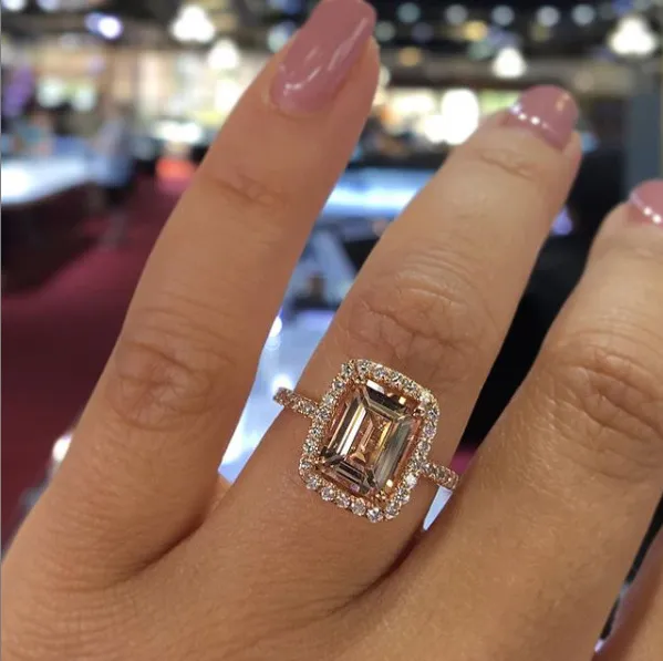 Ornament Birthday Gift Champagne Rhinestone Ring Rose Gold - Shop at LoveMi