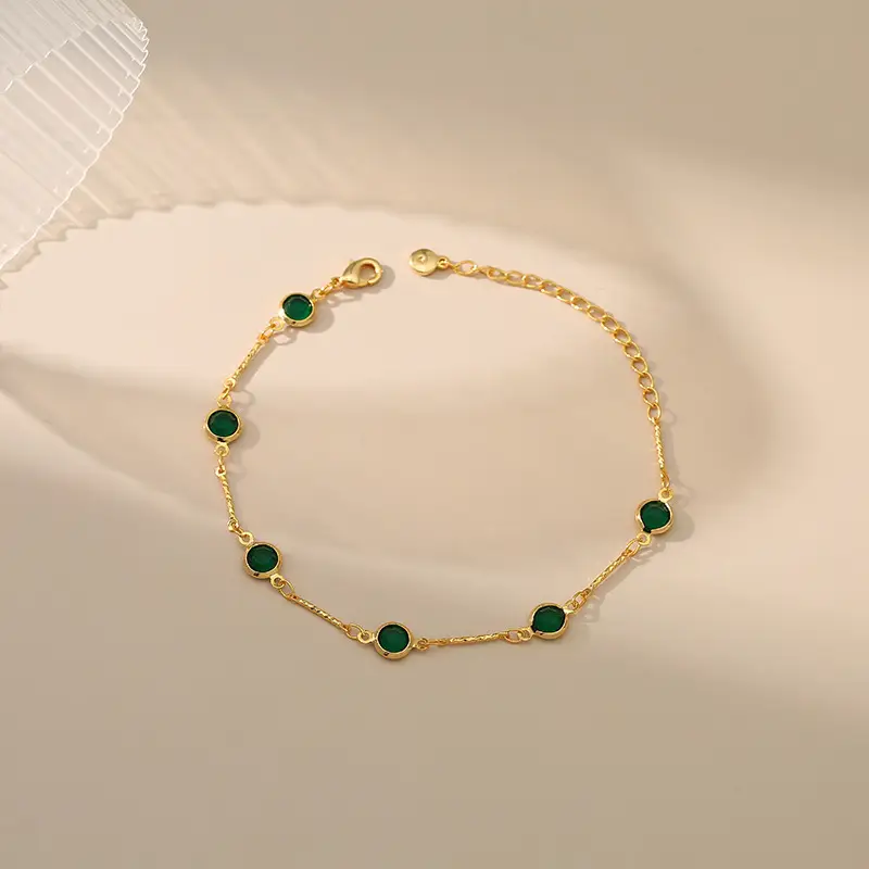 Copper Plating 18K Real Gold Inlaid Zircon Bracelet Design Sense