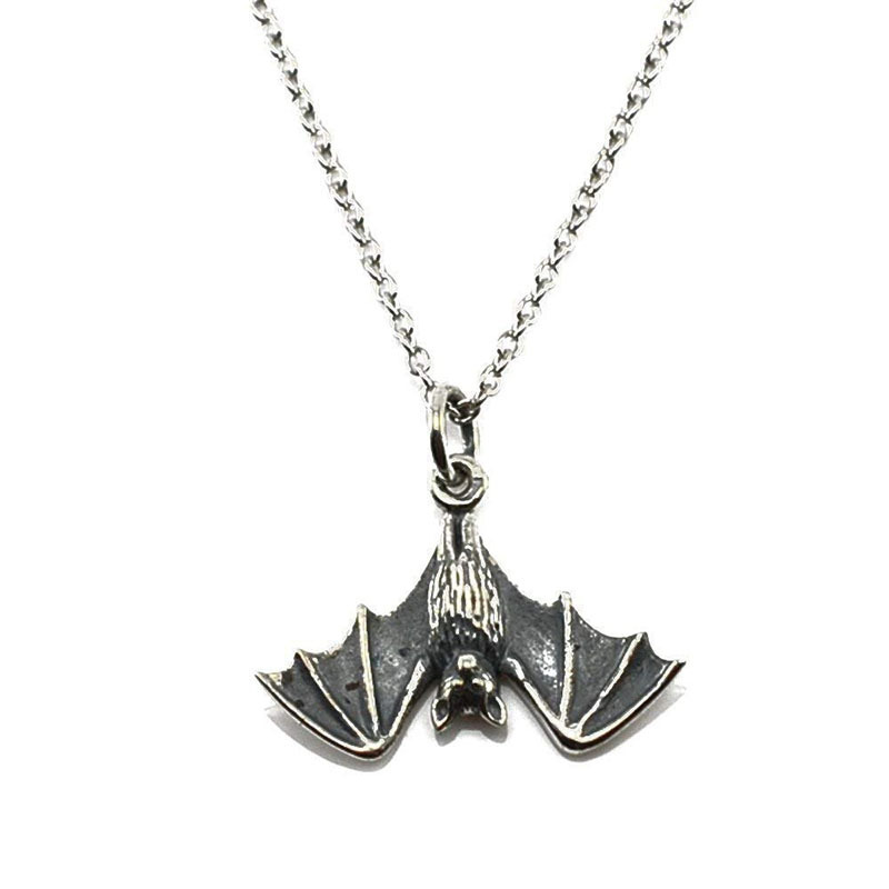 Retro bat-shape statement pendant necklace (spread wings)