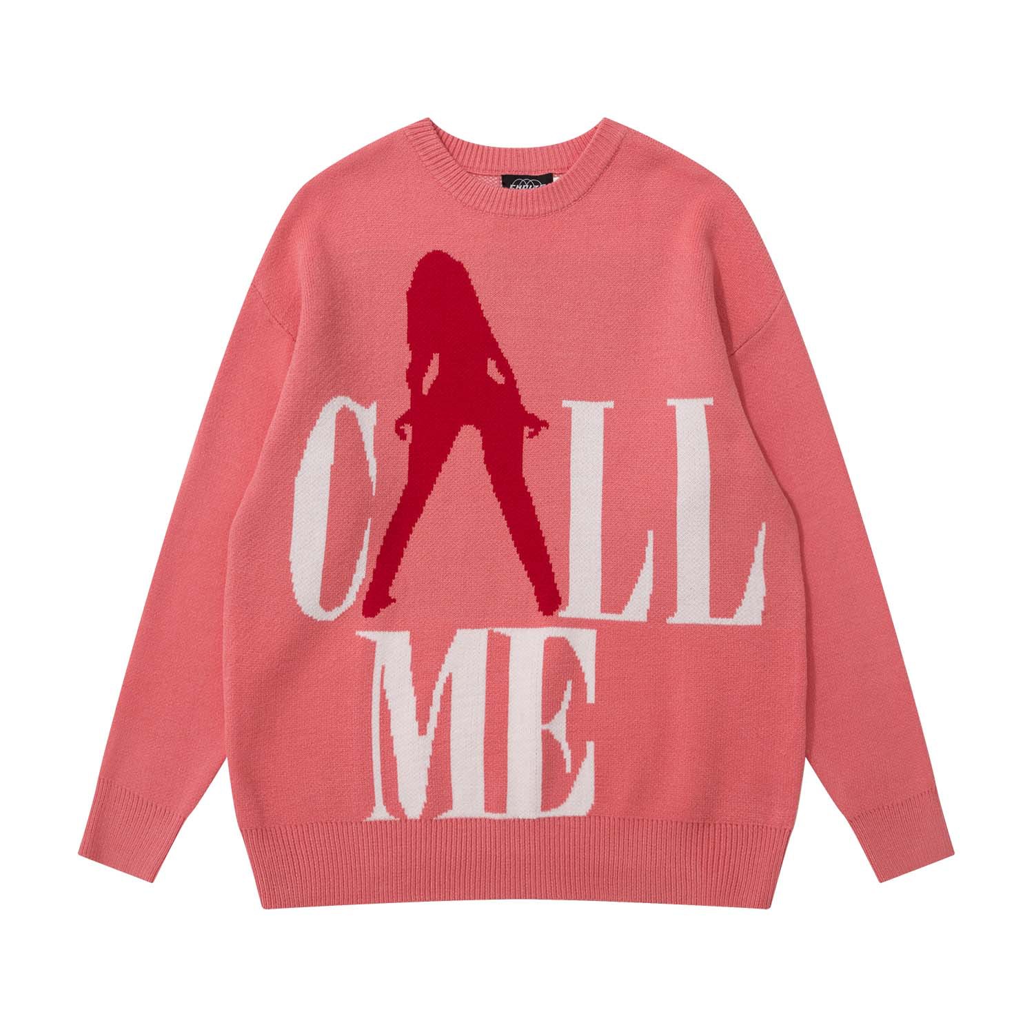 Contrast Color Beautiful Girl Letter Jacquard Round Neck Sweater Men And Women Same Style Fashion Brand Loose Casual Sweater