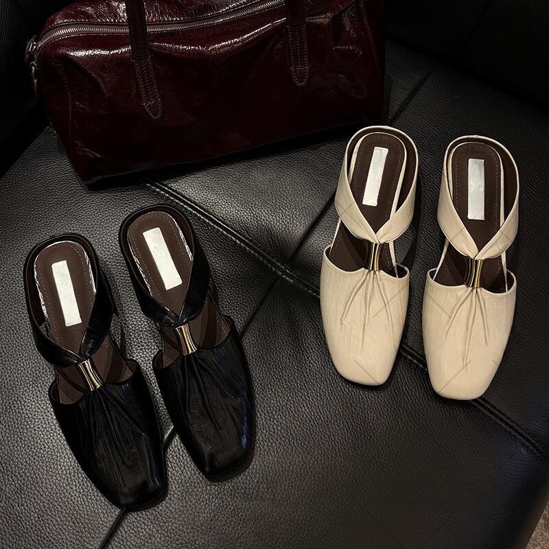 French-style Womens Vintage Half-slipper Sandals