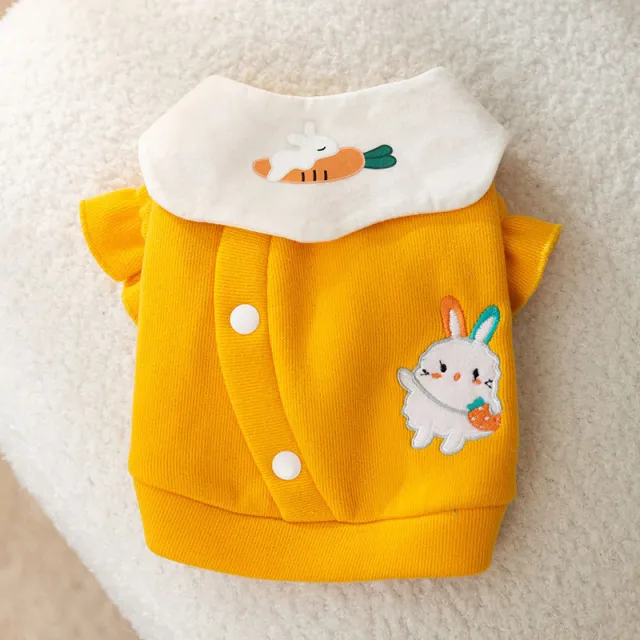Dog Carrot Rabbit Lapel Sweater Thin Clothes Yellow Bunny - Shop at LoveMi