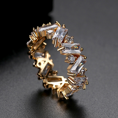Zircon Rainbow Color Geometric Ring