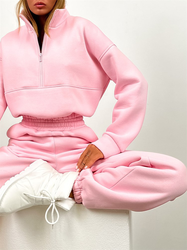 Zipper Fashion Casual Trousers Sweater Casual Suit