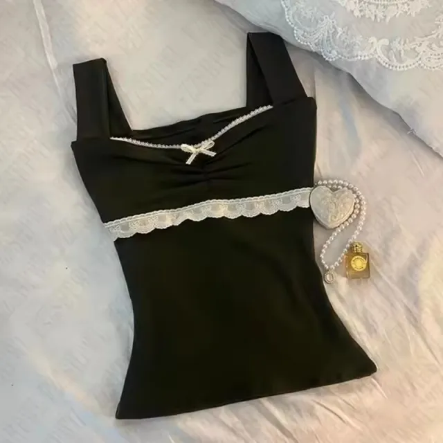 Pure Desire Style Slim Strap Top For Women Black - Shop at LoveMi