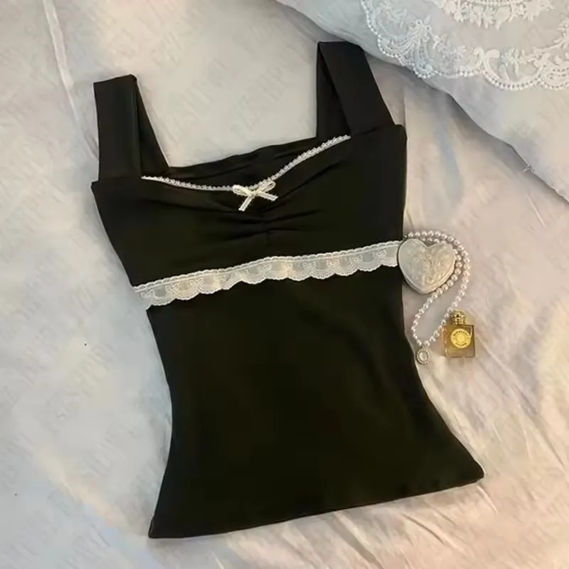 Pure Desire Style Slim Strap Top For Women - Black