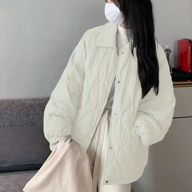Loose Lapels Korean Short Cotton Coat White - Shop at LoveMi