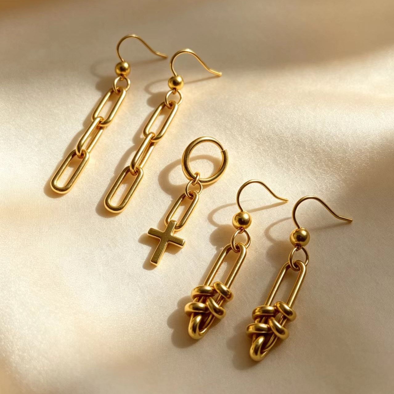 Irregular Cross-shaped Stainless Steel Earrings