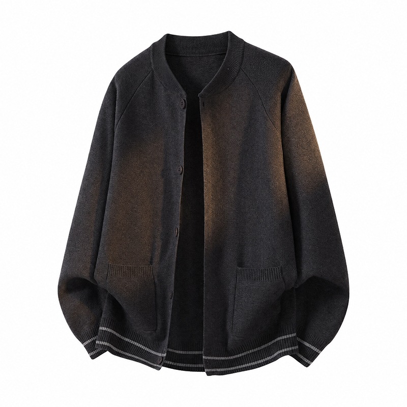 Crew-Neck Knitted Cardigan