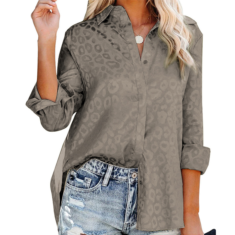 European And American Printed Women's Loose Single breasted Shirt Lc2551057 Gray 1011 - Shop at LoveMi