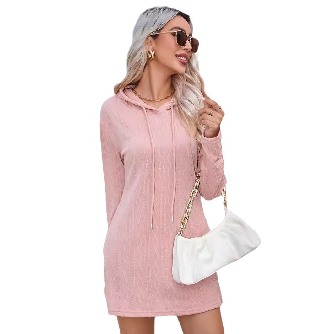 Women's Autumn And Winter Knitting Hooded Long Sleeve Dress