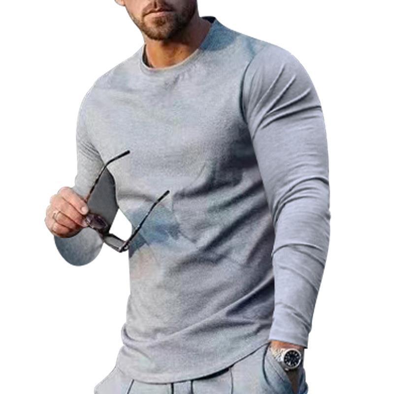 Title 7, Mens long-sleeved solid color top, trendy loos...