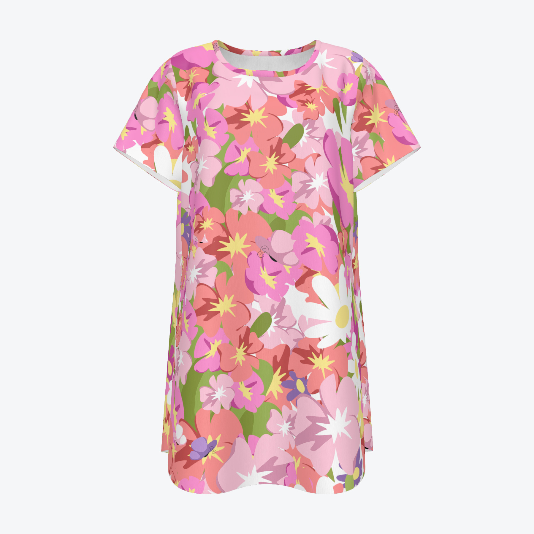 3D-printed Casual Round-neck Short-sleeve Dress