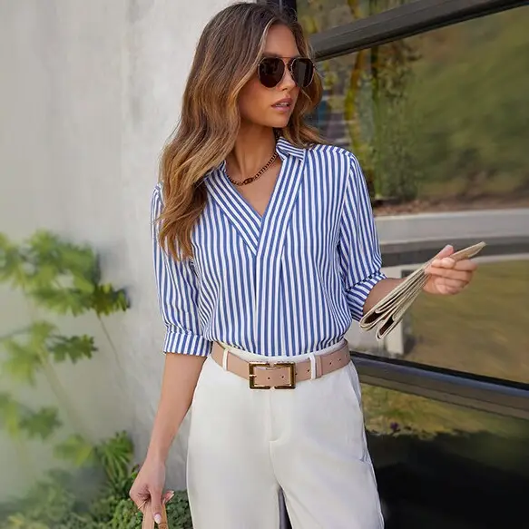 Womens Casual Striped Blouse