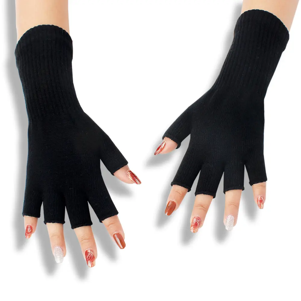 Solid-color Fashionable Acrylic Long-sleeve Ribbed Half-finger Thermal