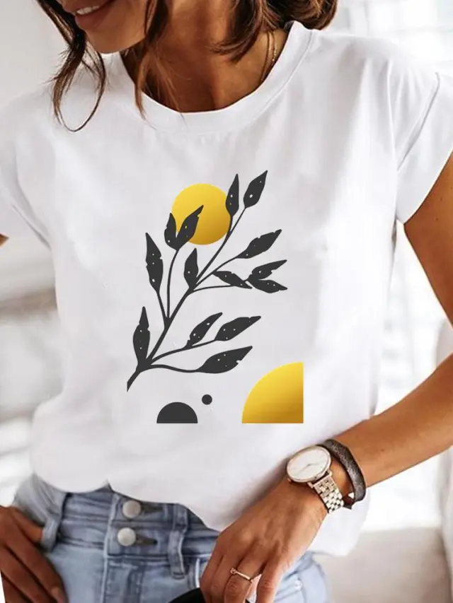 Crew Neck Casual Printed T shirt For Women Ts 2301 3 - Shop at LoveMi