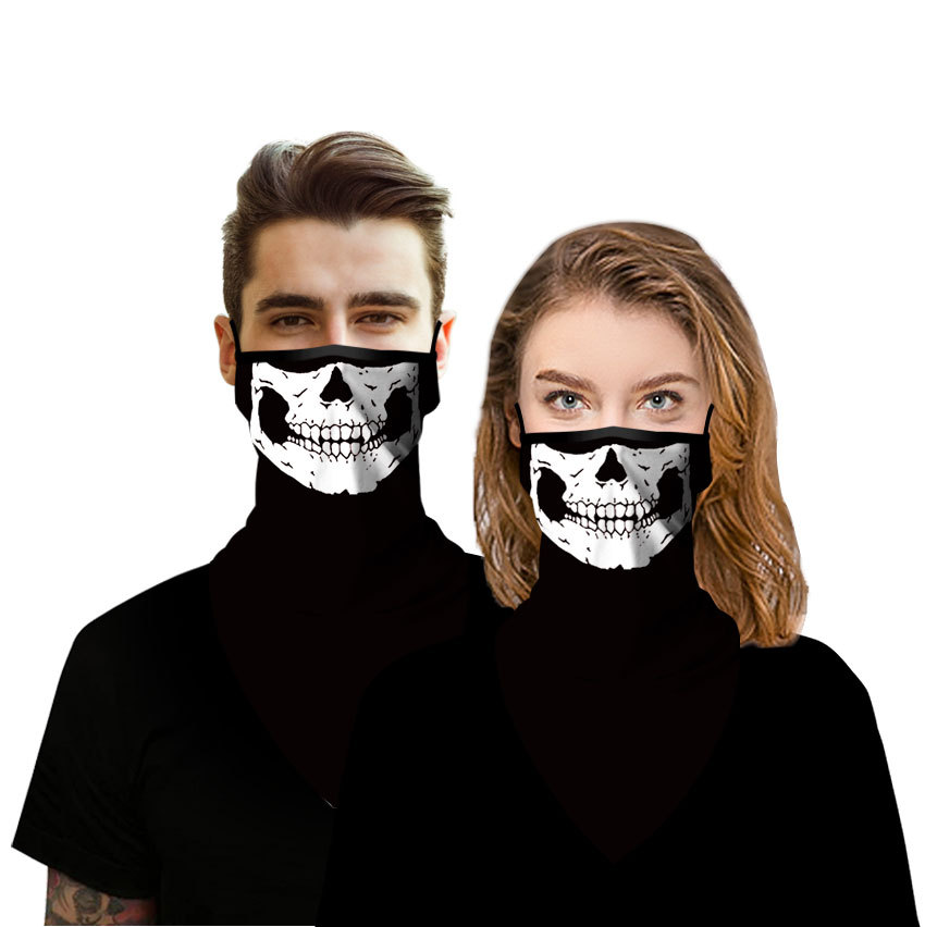 Outdoor Sun Block And Dustproof 3D Digital Printing Funny Skull Towel