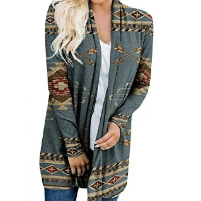 Knitted Sweater European And American Style Loose Rainbow Long Coat Kl121214Yj068 - Shop at LoveMi
