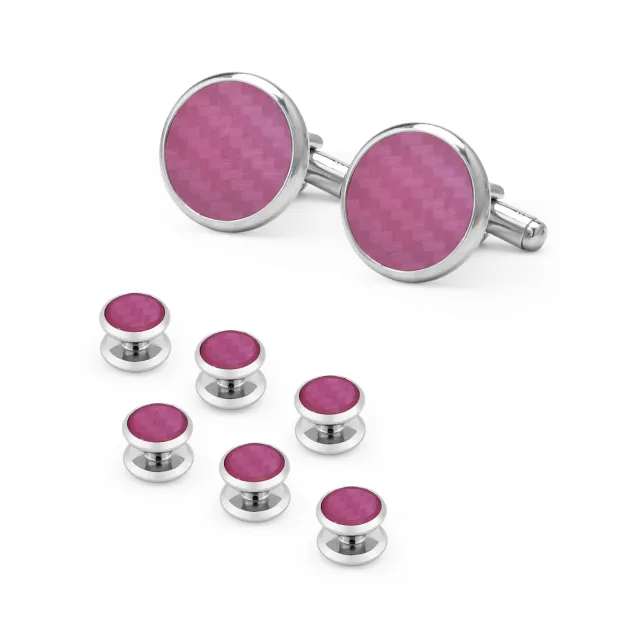 Men's Cufflinks French Shirt Round Drip Shell Cufflinks Cufflink Combo Set Red Fiber - Shop at LoveMi