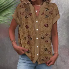 Conventional Cardigan Digital Printing Women's Top Shirt - Figure 3-Xl - View 1