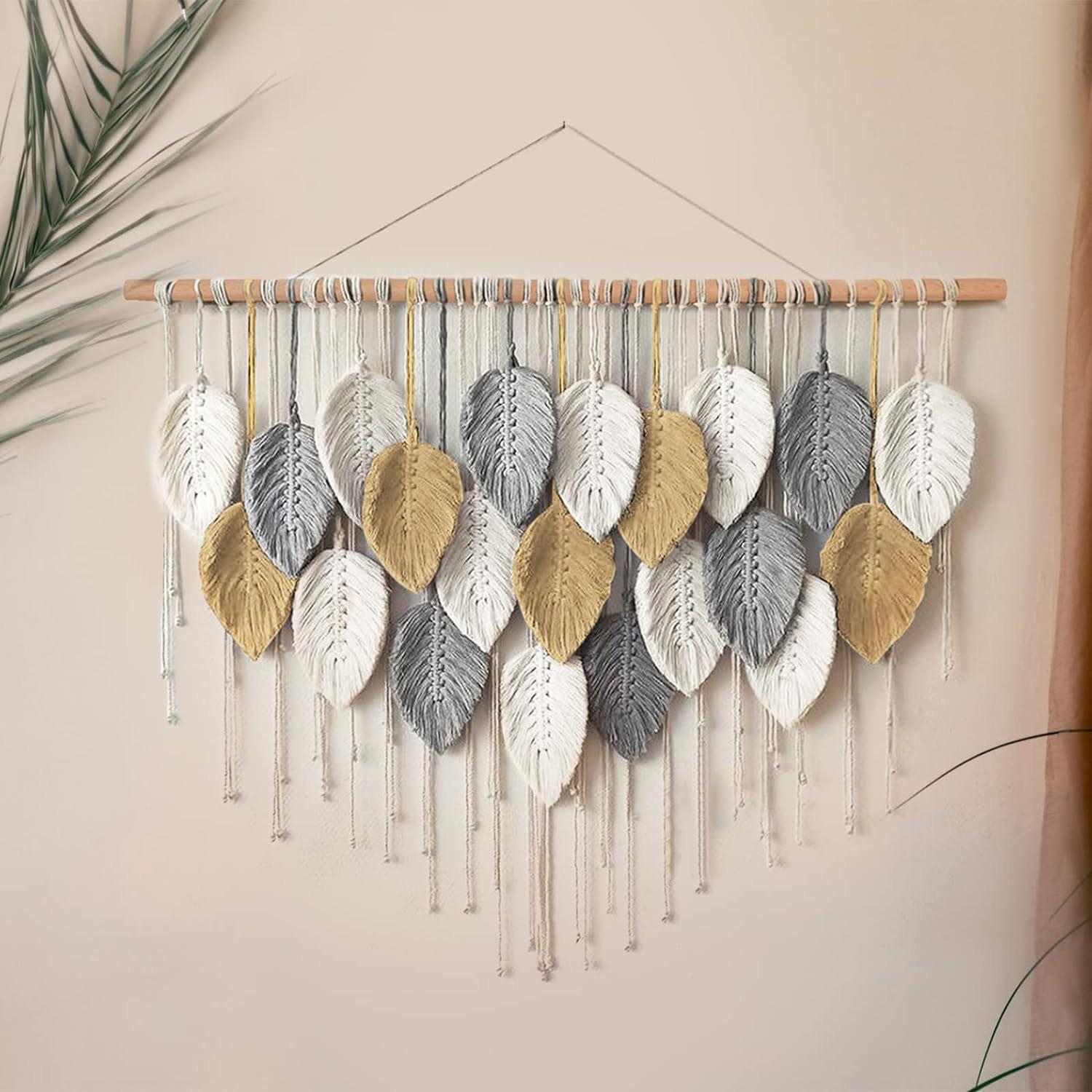 Handwoven Leaf Tassel Wall Hanging, picture 3 of 12
