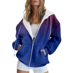 Casual Zipper Hoodie Women's Sweater - Wy03 Gg54-2Xl - View 1