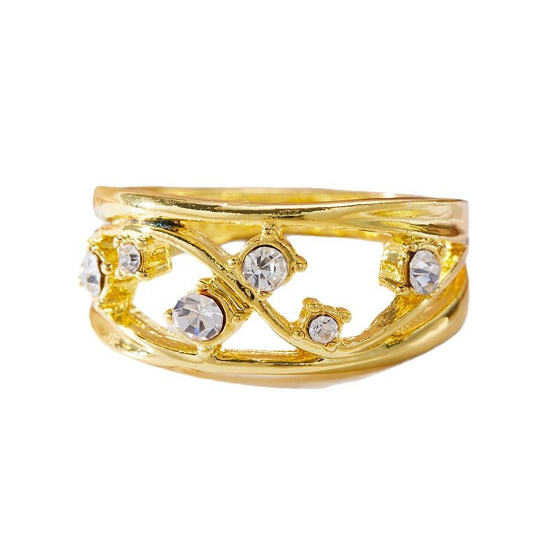 Diamond-studded Ring Classic Two-tone Irregular Size