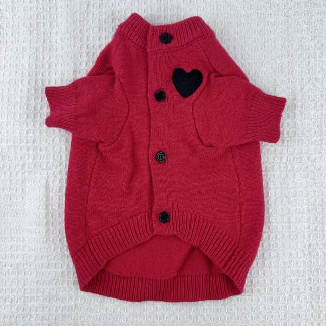 Dog Cat Autumn And Winter Warm Pet Sweater Small And Medium Solid Color Cardigan Red - Shop at LoveMi