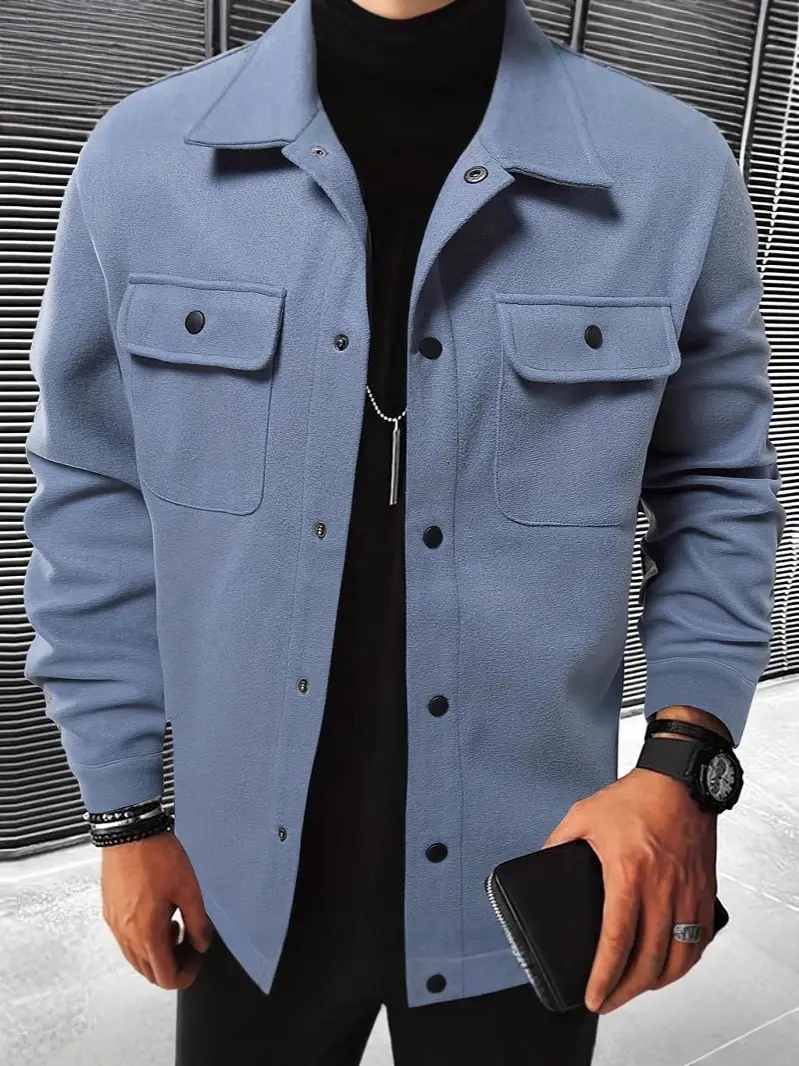 Autumn Plaid Digital Printing Men's Lapel Casual Shirt Jacket Coat