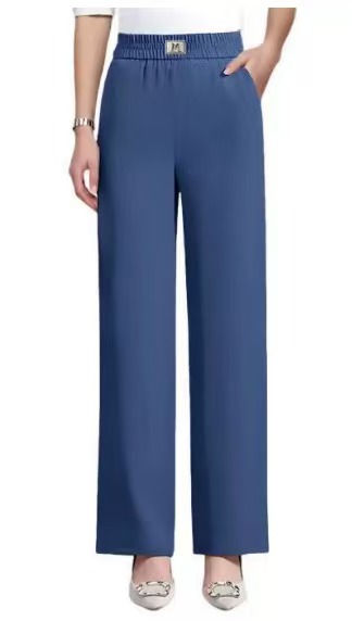 Womens Casual Wide-leg Straight Pants With A Colorful Elastic Waist