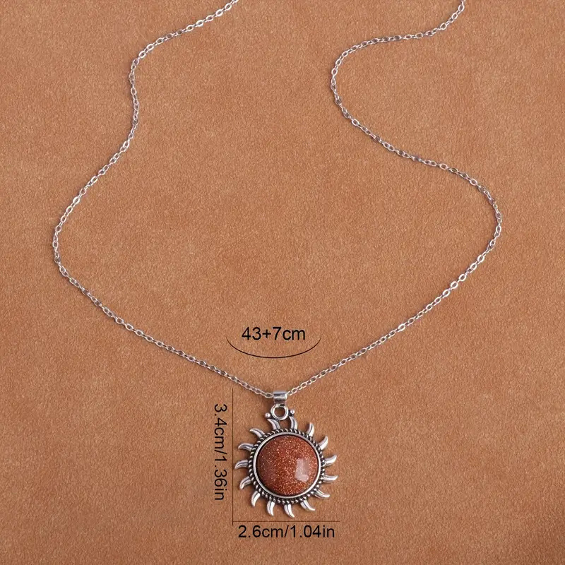 Vintage Crystal Small Sun Pendant Necklace
