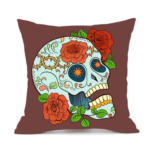 Halloween Personalized Retro Skull Linen Print Throw Pillow Cushion Cover 6 Style - Shop at LoveMi