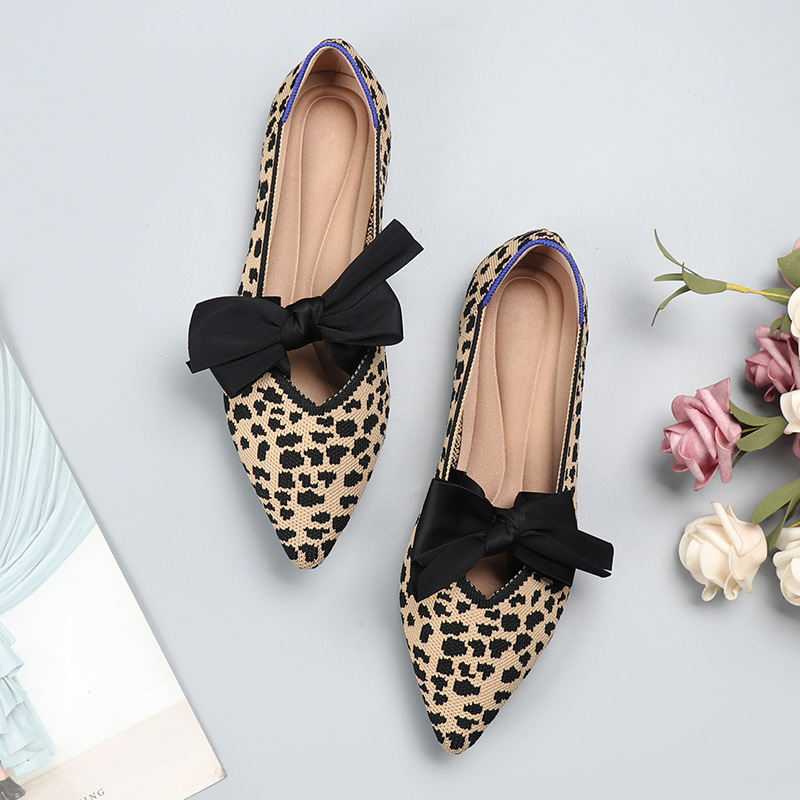Flyknit pumps beanie flat wool (leopard print-34)