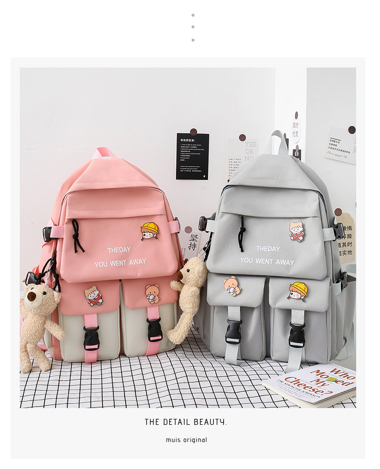 Backpack Five-piece Set Color Matching Middle School Students