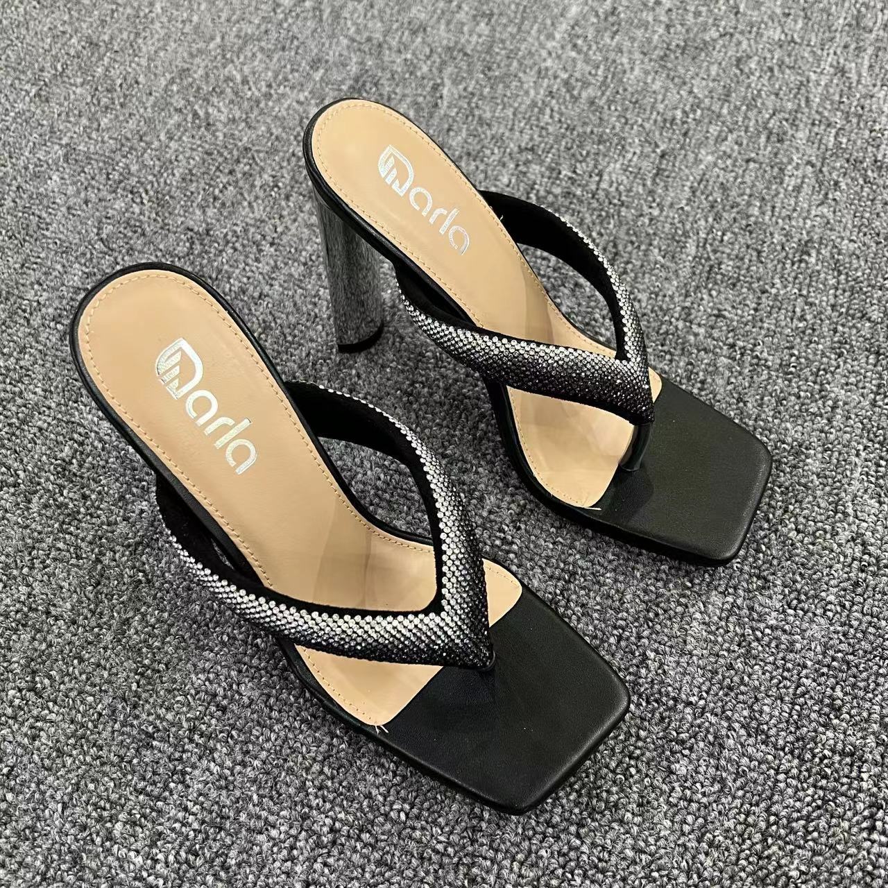High-grade Flip-toe Chunky Heel Sandals