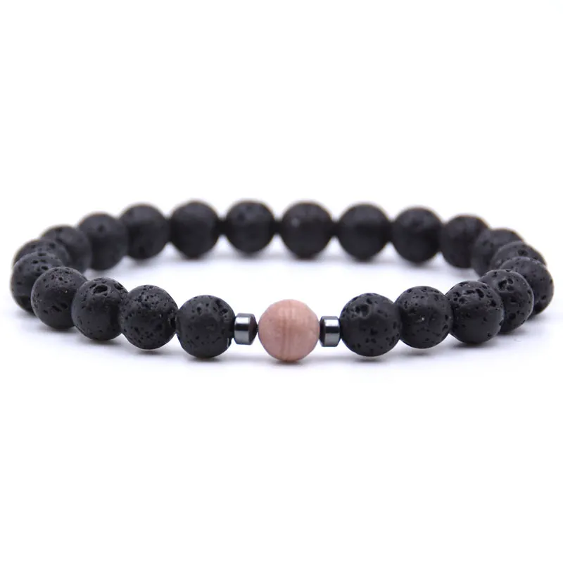 Creative Home Multi Coloured Volcanic Stone Bracelet - Red Line Stone