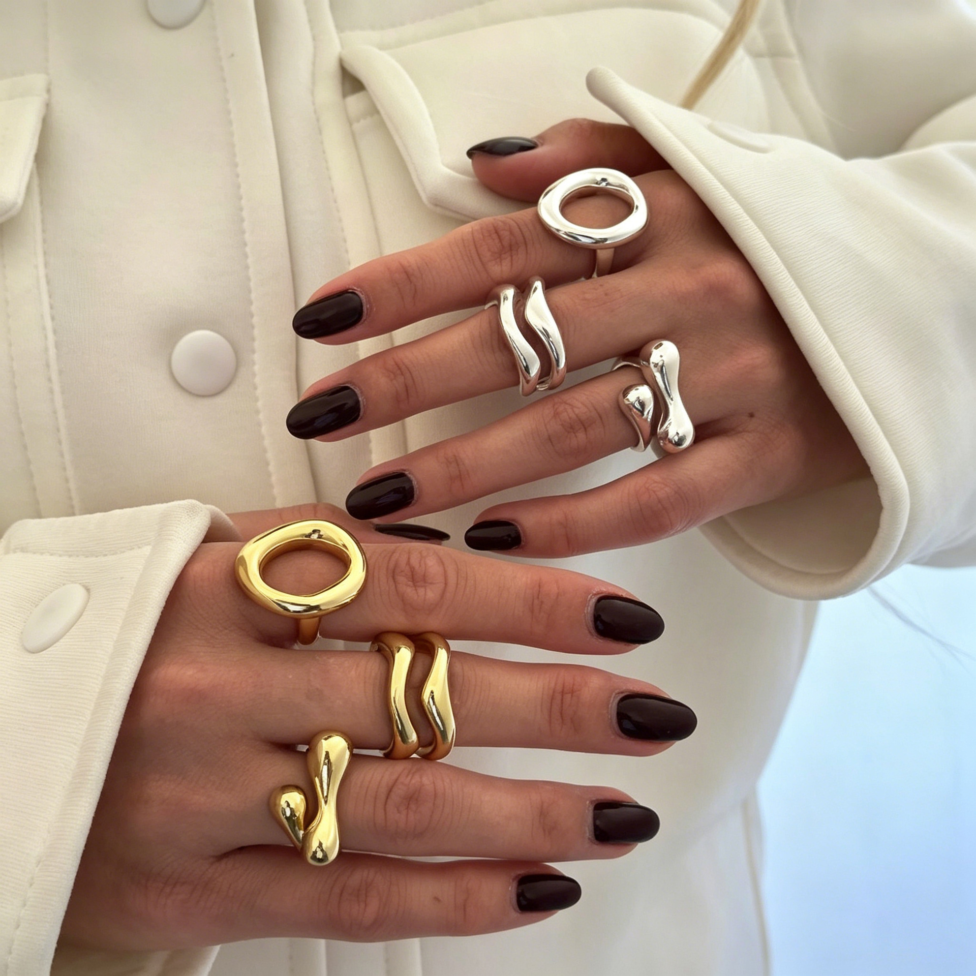 Irregular Wave Hollow-Out Ring For Women